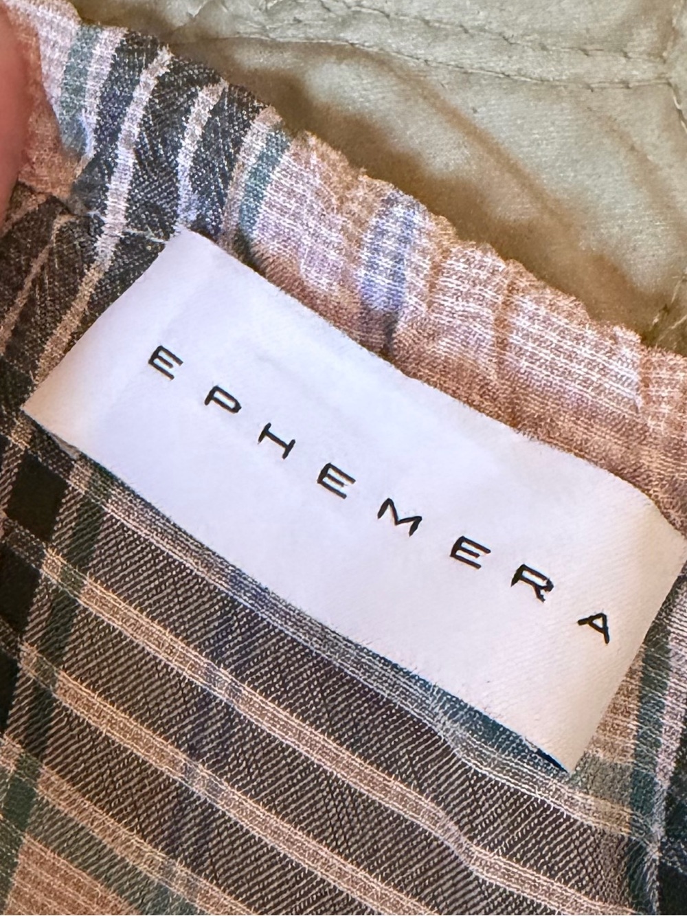 Ephemera XS/S Green Cream Plaid Cottagecore Prairie Mini Dress Cotton Blend Boho - Picture 7 of 15